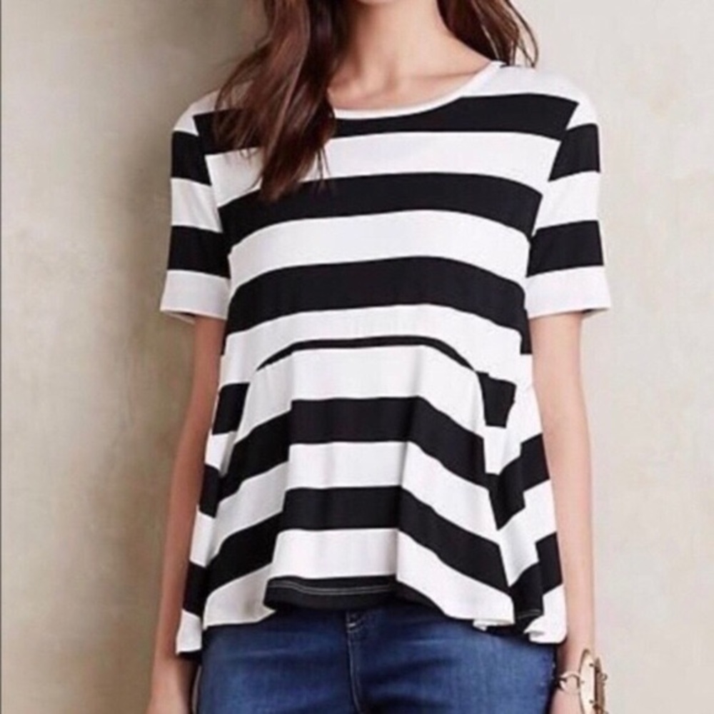 Anthropologie Everleigh Striped Peplum Tee